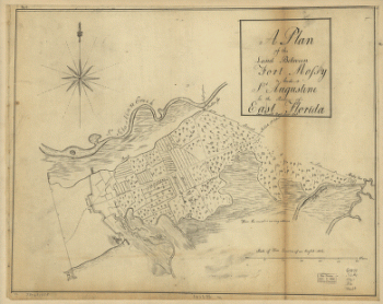 A plan of the land between Fort Mossy and St Augustine in the province of East Florida Sam Roworth, dept survr genl