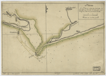 Plano del Pto. de la Movila situado en la latd. N. de 300 10' tomado á los Ings., el día 14 de marzo de 1780.