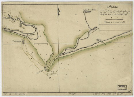 Plano del Pto. de la Movila situado en la latd. N. de 300 10' tomado á los Ings., el día 14 de marzo de 1780.
