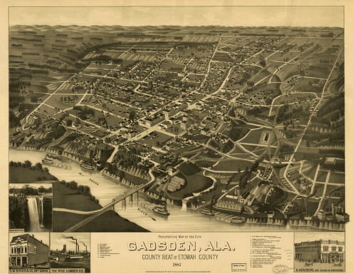 Perspective map of the city of Gadsden, Ala