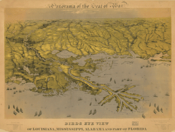 Birds eye view of Louisiana, Mississippi, Alabama and part of Florida