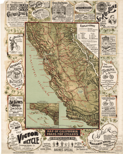 Map of California roads for cyclers.