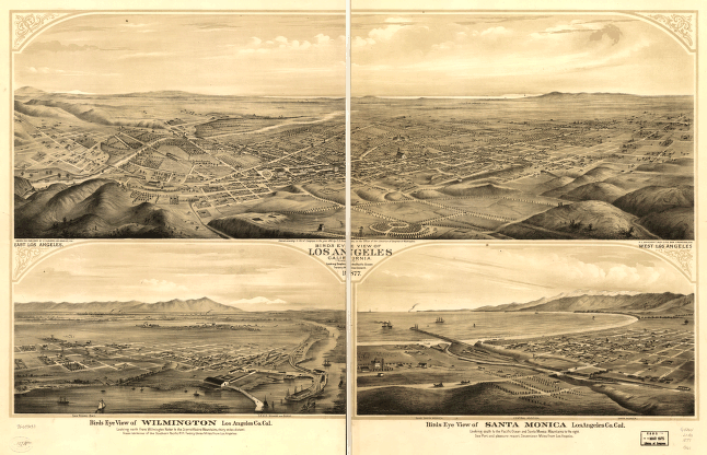 Birds eye view of Los Angeles, California. A.L. Bancroft & Co., lith.