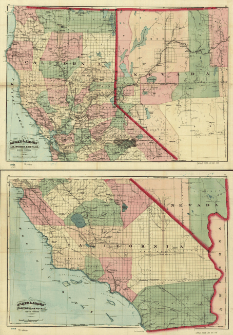 New commercial and topographical rail road map & guide of California and Nevada