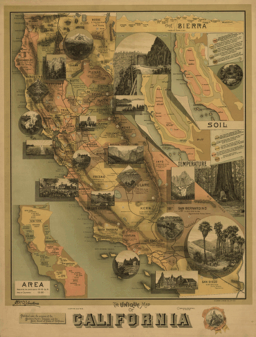 The unique map of California.