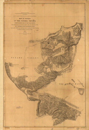 Map of passes in the Sierra Nevada from Walker's Pass to the Coast Range : from explorations and surveys