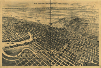View of the city of Stockton, the Manufacturing City of California