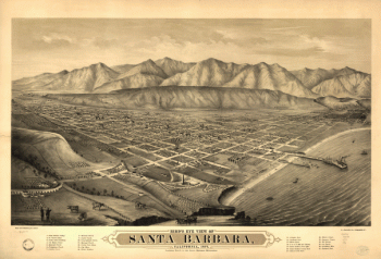 Bird's eye view of Santa Barbara, California, 1877