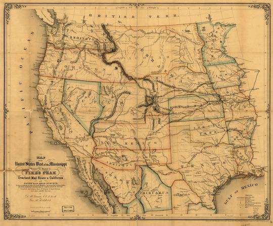 Map of the United States west of the Mississippi