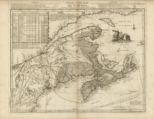 Partie orientale du Canada. Traduitte de l'anglois de la carte de Jefferys publiée à Londres en May 1755