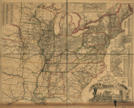 Watson's new rail-road and distance map of the United States and Canada, 1871