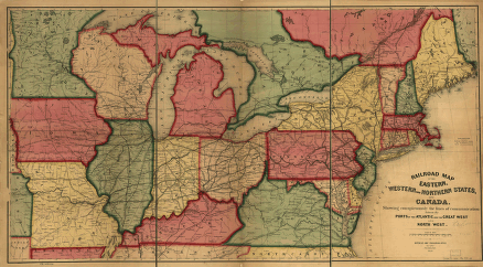 Railroad map of the eastern, western and northern states, and Canada