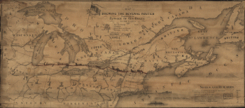 Several routes proposed for the passage of gunboats to the Lakes via: Erie and Oswego Canal