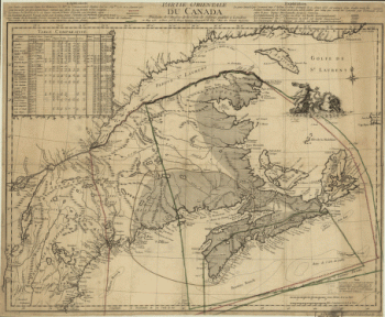 Partie orientale du Canada, traduitte de l'anglois de la carte de Jefferys publiée a Londres en May 1755