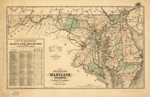 Railroad map of the state of Maryland, Delaware, and the District of Columbia