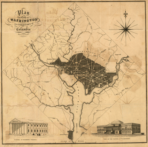 Plan of the city of Washington and territory of Columbia / engraved by W. & D. Lizars, Edin'r.