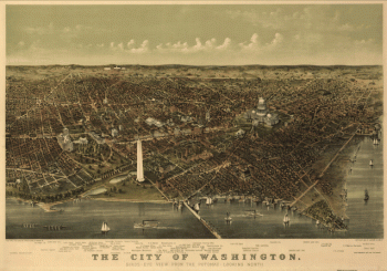 The City of Washington : Birds-Eye view from the Potomac-looking North.
