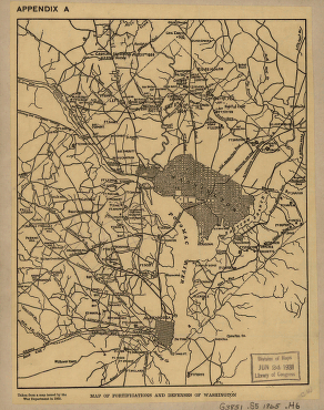 Map of fortifications and defenses of Washington