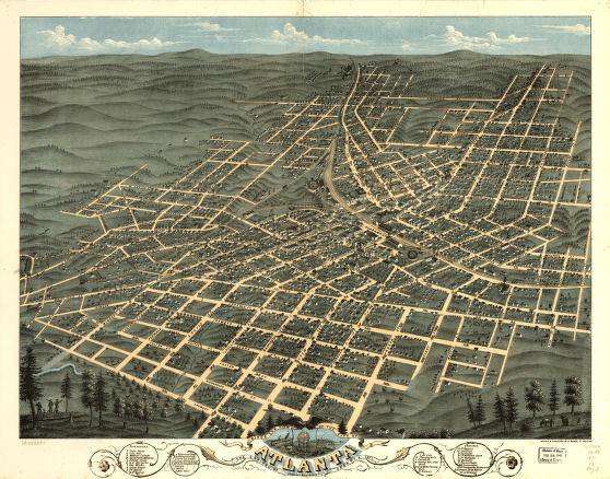 Birds eye view of the city of Atlanta, the capitol of Georgia 1871. Drawn & published by A. Ruger.