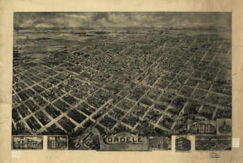 Birds eye view Cordele, Georgia 1908. Drawn by A. E. Downs.