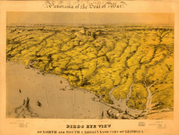 Birds eye view of North and South Carolina and part of Georgia.