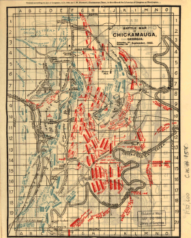 Battle map of Chickamauga, Georgia. Saturday 19 and Sunday, 20 September 1863.