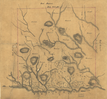 Map of Las Ormigas Grant, Sabine and DeSoto Parishes, Louisiana