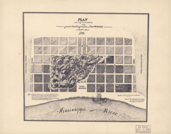 Boundaries of the great conflagration of New Orleans on the 21st of March 1788