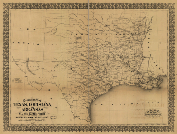 Campaign map of Texas, Louisiana and Arkansas