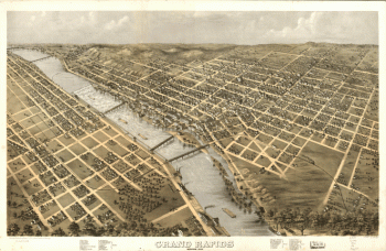 Grand Rapids, Michigan 1868. Drawn by A. Ruger.