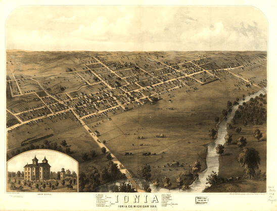 Ionia, Ionia Co., Michigan 1868. Drawn by A. Ruger.