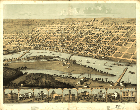 Saginaw City [Michigan 1867] Drawn from nature by A. Ruger.
