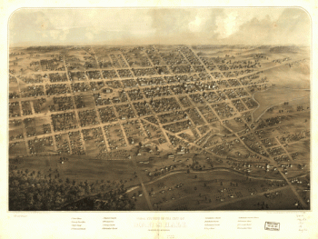 Birds eye view of the city of Marshall, Calhoun Co., Michigan. Drawn & published by A. Ruger.