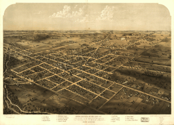 Birds eye view of the city of Coldwater, Branch Co., Michigan. Drawn & published by A. Ruger.