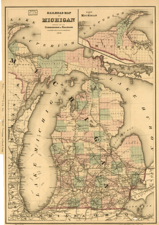 Railroad map of Michigan prepared for the commissioner of railroads.