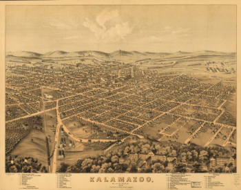 Kalamazoo, Michigan 1874. Chas. Shober & Co. props. Chicago Litho. Co.
