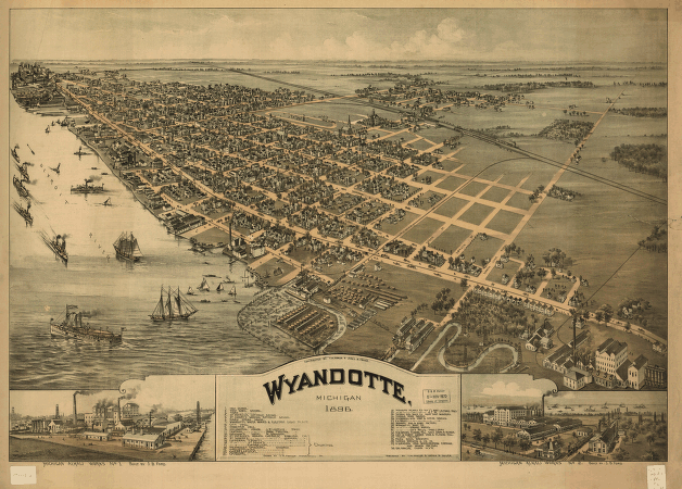 Wyandotte, Michigan 1896. Drawn by T. M. Fowler.