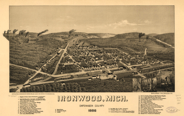 Ironwood, Mich., Ontonagon County 1886. H. Wellge, sk. Beck & Pauli, litho.