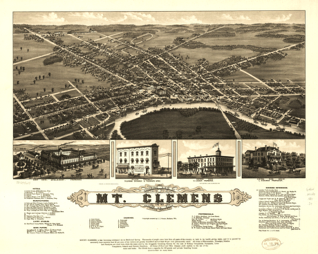 Panoramic view of Mt. Clemens 1881, Macomb Co., Mich. Beck & Pauli, lith.