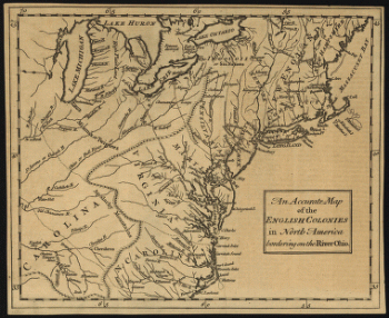 An accurate map of the English colonies in North America, bordering on the river Ohio.