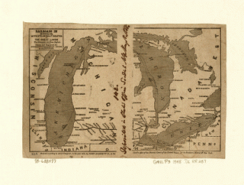 Railroads in Michigan, with steamboat routes on the Great Lakes