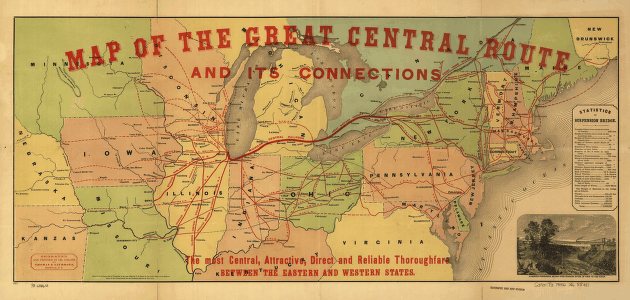 Map of the Great Central Route and its connections