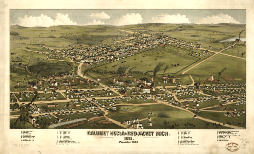 Calumet, Hecla & Red Jacket, Mich. : 1881 / [signed] H. Wellge, Milw. ; Beck & Pauli, lith., Milwaukee, Wis.