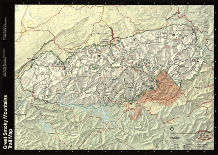 Great Smoky Mountains National Park, North Carolina/Tennessee, trail map