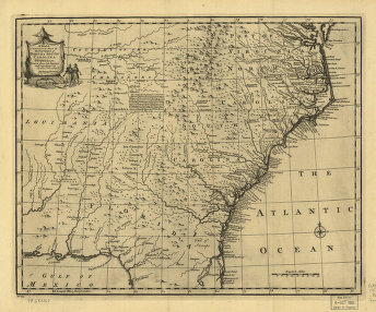 A new & accurate map of the provinces of North & South Carolina, Georgia &c. Drawn from late surveys and regulated by astronl. observatns. By Eman. Bowen.
