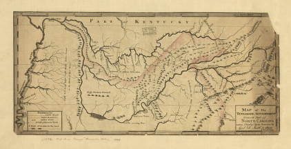A map of the Tennessee government, formerly part of North Carolina.