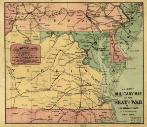 A new military map of the seat of war by J.H. Higginson.
