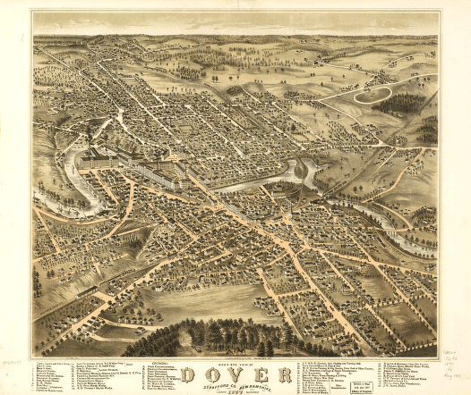 Bird's eye view of Dover, Strafford Co., New Hampshire 1877. A. Ruger del.