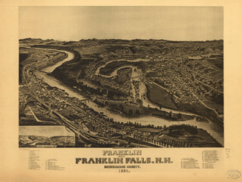 Franklin and Franklin Falls, N.H., Merrimack County, 1884. [Drawn by] H. Wellge.