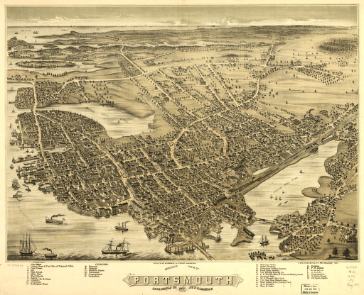 Bird's eye view of Portsmouth, Rockingham Co., New Hampshire 1877. A. Ruger del. D. Bremner & Co. Lith.